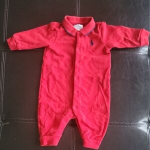 Ralph Lauren Red Kids One Piece Footie